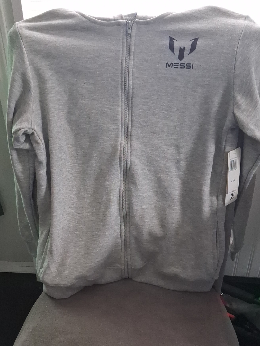 Messi Kids' Grey Zip-Up Hoodie